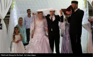 Chief Hakham Moshe Firrouz officiates a wedding featured in Haaretz's Someone Else's Simcha Series (Photo Source: Haaretz)